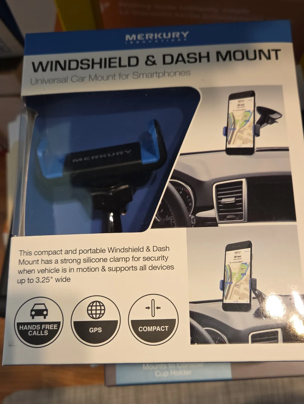 Merkury Windshield & Dash Phone Mount - Black/Blue